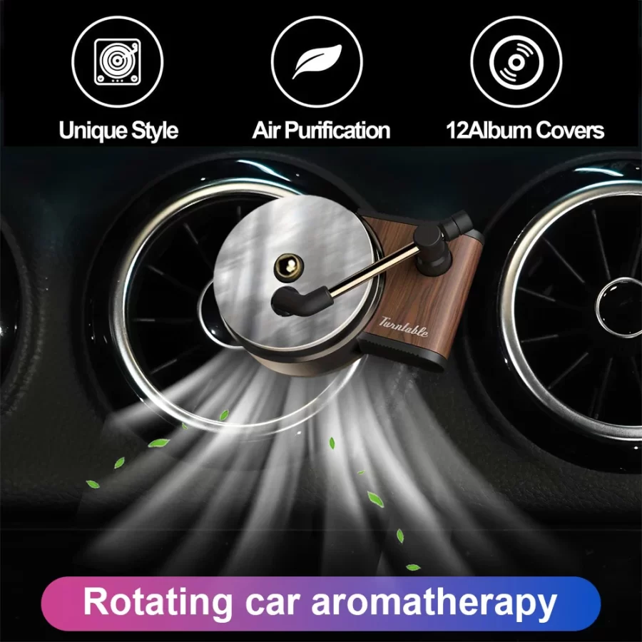 Car Air Freshener for Air Vent Fragrance Diffusers Clips Gramophone Shaped 12 Rotary Aromatherapy Tablets Decoration Accessories_2