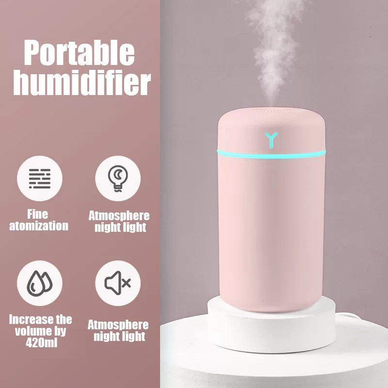 420ml Air Humidifier Portable USB Aroma Oil Diffuser with Colorful Light Cool Mist Sprayer For Bedroom Home Office Car Purifier_8