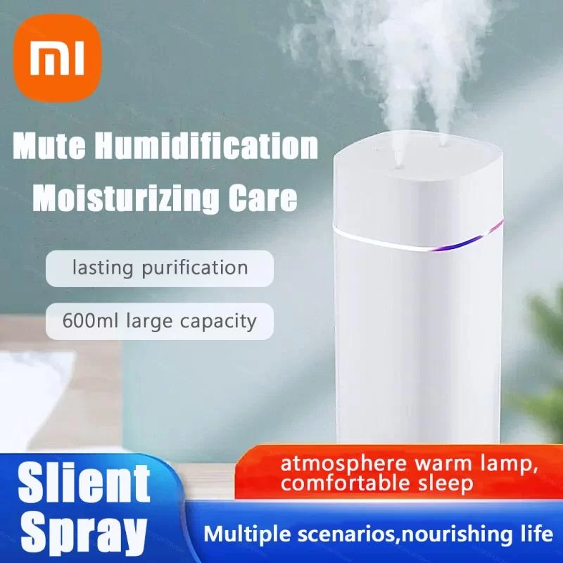 Xiaomi USB Air Humidifier 600ml With Dual Spout Essential Oil Diffuser Cool Mist Maker Silent Night Light For Home Car Office_1