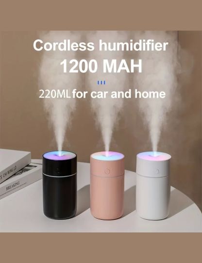 Portable Usb Rechargeable Air Humidifier LED light mini 220ml h2o Spray Mist humidifier Aroma Essential Oil Diffuser for Car