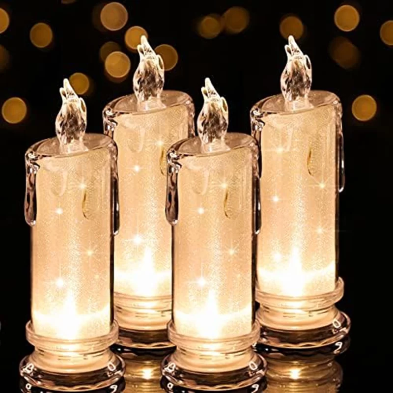 4PCS LED Flameless Candles ,LED Clearance Pillar Candles, Battery Included,Decoracion For Halloween Christmas White_6