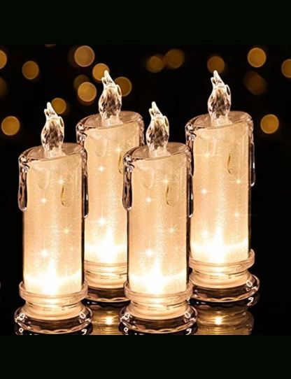 4PCS LED Flameless Candles ,LED Clearance Pillar Candles, Battery Included,Decoracion For Halloween Christmas White