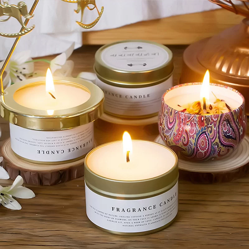 Smokeless Scented Aromatic Candles Portable Travel Tin Natural Soy Wax Candles Home Wedding Decorative Candle Guest Gifts Box_4