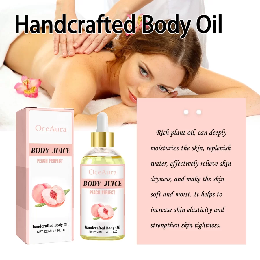 OceAura Peach body oil Moisturizes and Softens the Skin, Tightens and massages it, and provides moisturizing essential oil 4 Oz_4