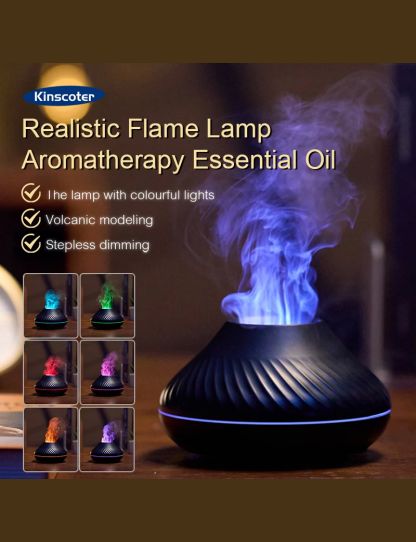 New Volcanic Aroma Diffuser 130ml Ultra Quiet Household Aroma Essential Oil Diffuser with Color Flame Night Light for Home Room