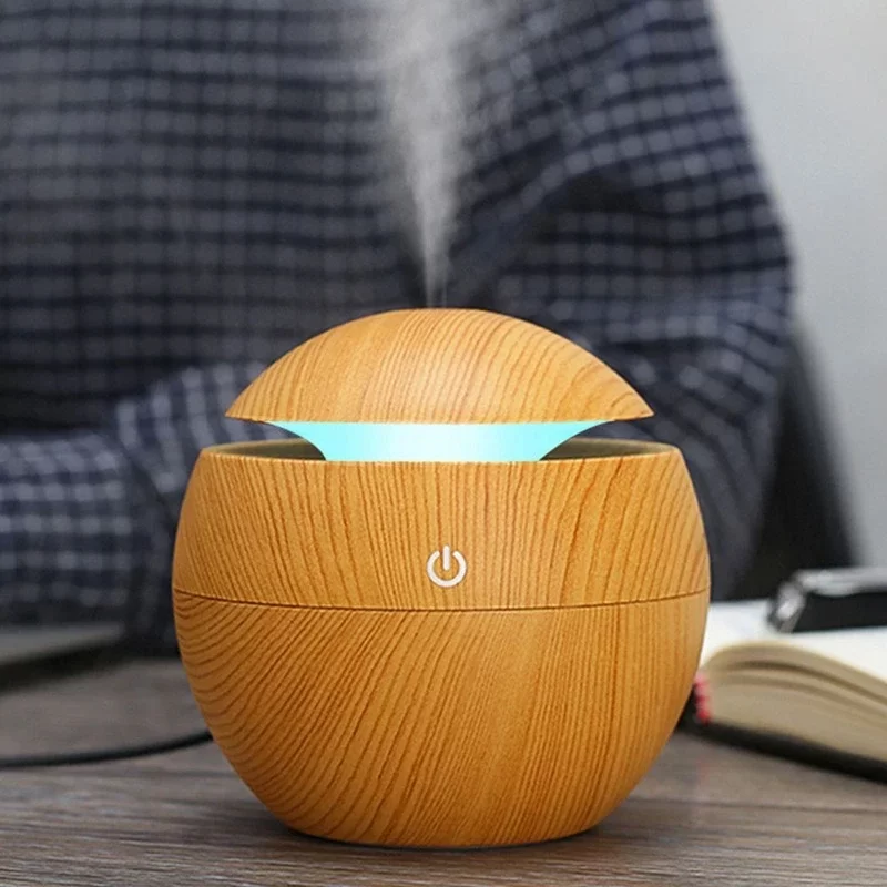 130ML Wooden Ultrasonic Electric Air Humidifier Home Aromatherapy Machine Essential Oil Aromatherapy Cold Mist_1