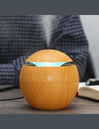 130ML Wooden Ultrasonic Electric Air Humidifier Home Aromatherapy Machine Essential Oil Aromatherapy Cold Mist