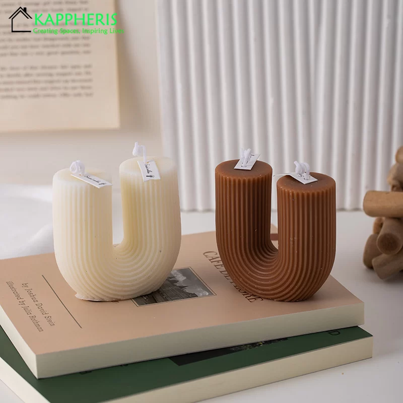 U Shaped Candle Scented Candles Ribbed Aesthetic Home Decorative Candles Smokeless Personalized Candles Guest Gift Lot_2