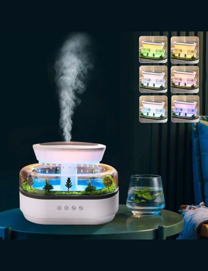 Aroma Humidifier Raindrop Landscape Air Humidifier With Night Light Desktop Fragrance Spray Essemtial Oil Diffuser Mist Maker