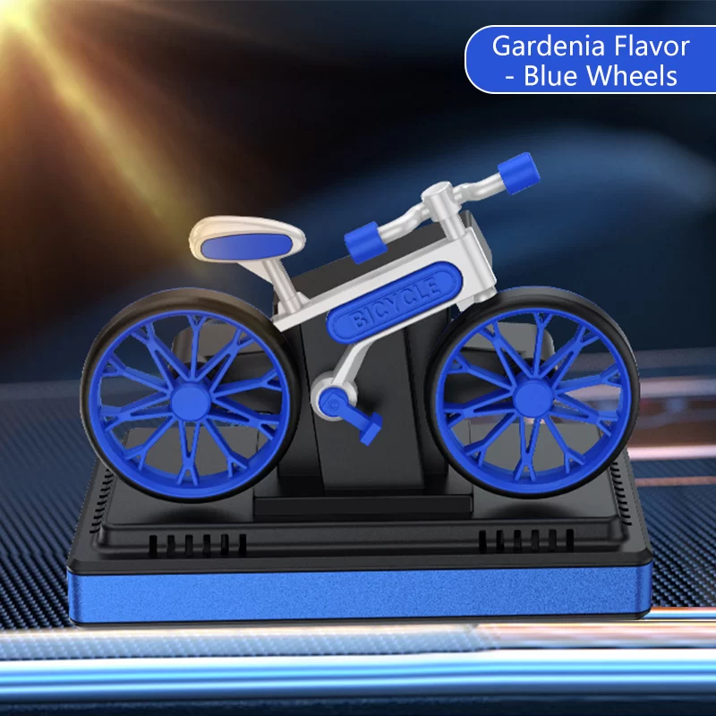 Solar car air fresheners rotating bicycle decoration bike diffuser perfume accessories energy power aroma ornament fragrance fun_9