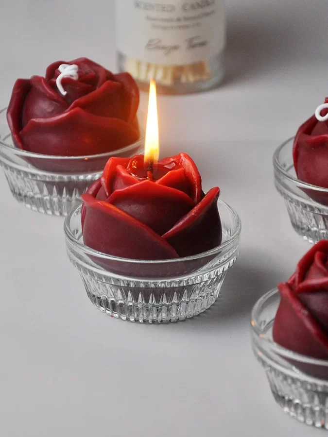 Vintage red rose flower scented candles home decoration aromatic candles romantic wedding candles luxury guest gift candles_5