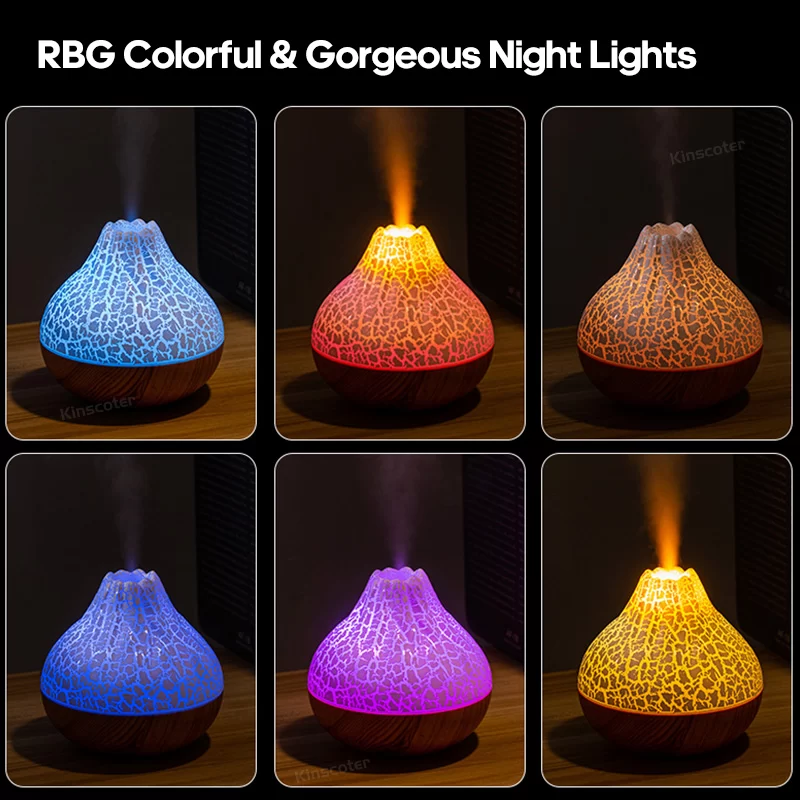 Volcano Air Ultrasonic Humidifier 300ml Portable Mist Diffuser Household Usb Electric Sprayer Atomizer Purifier Night Light_4