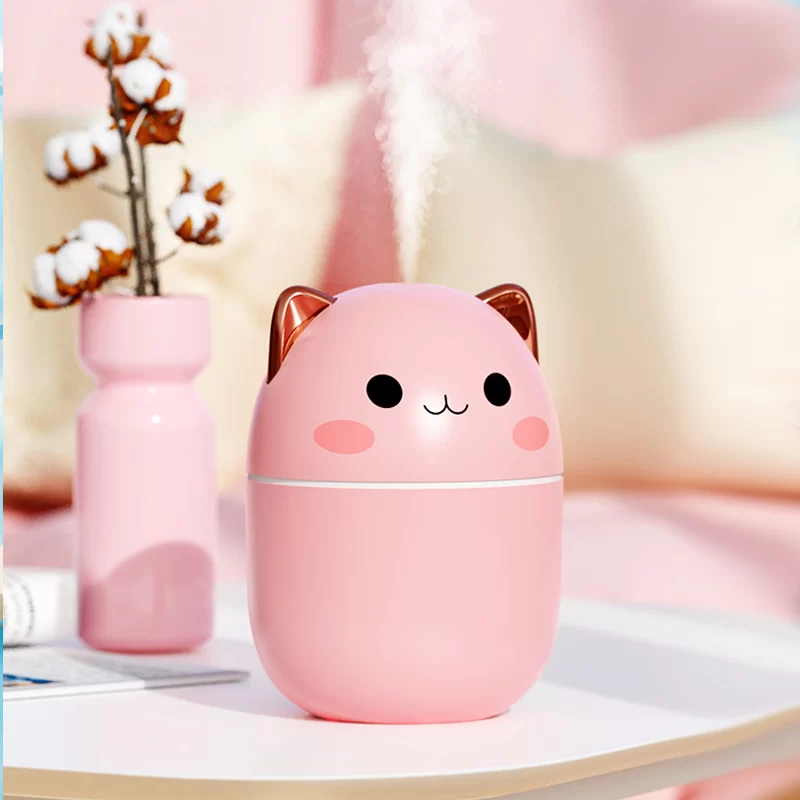 300ML  Air Humidifier Cute Cat Ultra-Silent USB Office Household Bedroom Car Aromatherapy Air Purifier with Led Cool Mist Spray_7