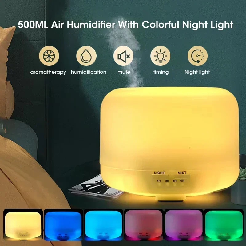 500ML Air Humidifier Essential Oil Diffuser Aroma Diffuser With Dual Color Night Lights USB Humidifier Mini-Size Humidifier_4