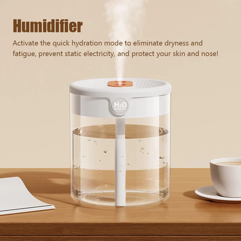 New 2L Double Nozzle Air Humidifier with Warm Night Light Large Capacity Aroma Essential Oil Diffuser for Bedroom Office_2