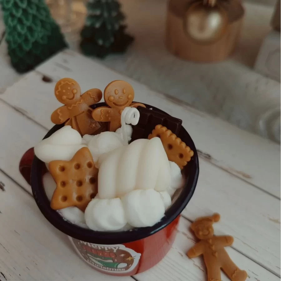 Christmas Scented Candle Creative Handmade Gingerbread Man Marshmallow Aromatherapy Ornament Gift Home Holiday Party Decoration_2