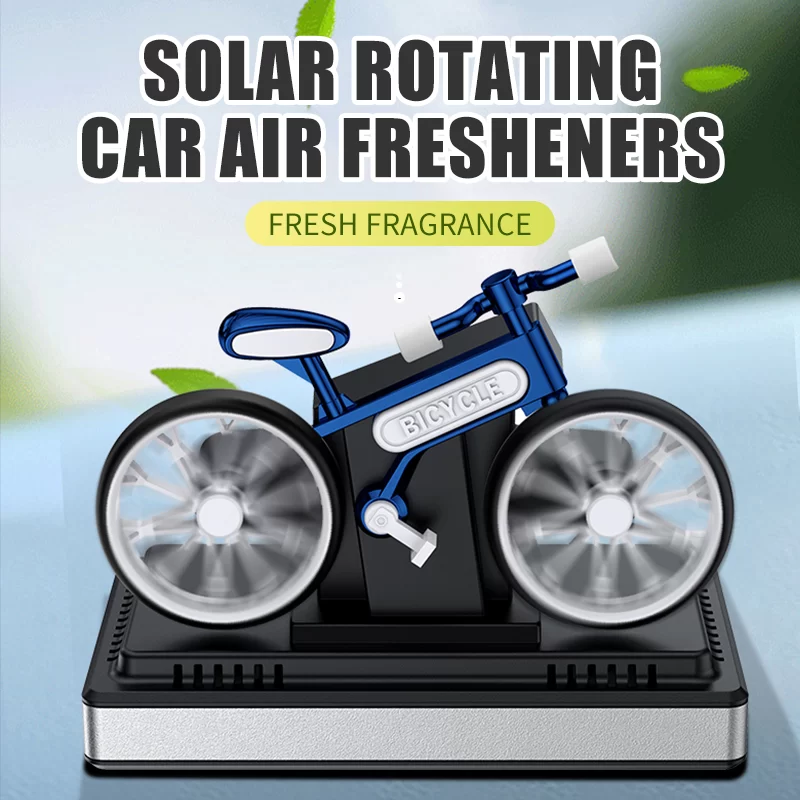 Solar car air fresheners rotating bicycle decoration bike diffuser perfume accessories energy power aroma ornament fragrance fun_1