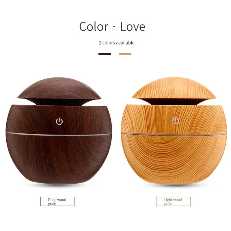 Wood grain vase humidifier Diffuser USB car office home colorful night light silent humidification_2