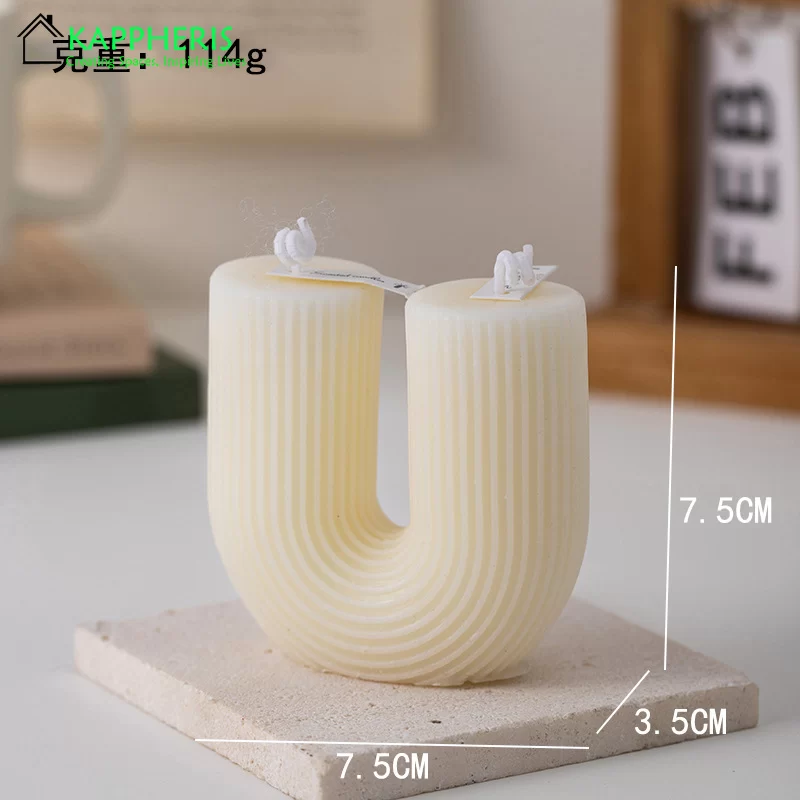 U Shaped Candle Scented Candles Ribbed Aesthetic Home Decorative Candles Smokeless Personalized Candles Guest Gift Lot_6