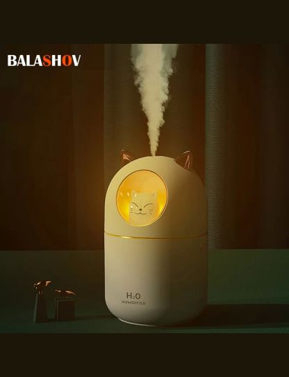 300ML  Air Humidifier Cute Cat Ultra-Silent USB Office Household Bedroom Car Aromatherapy Air Purifier with Led Cool Mist Spray