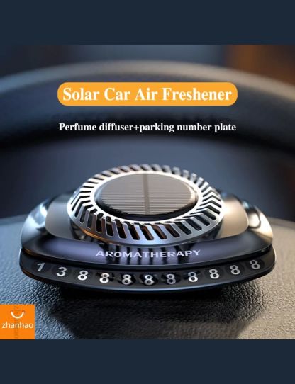 Solar Car Air Freshener Rotate Decoration Auto Flavoring Interior Accessories Perfume Diffuser Car Parking Number Plate Supplies