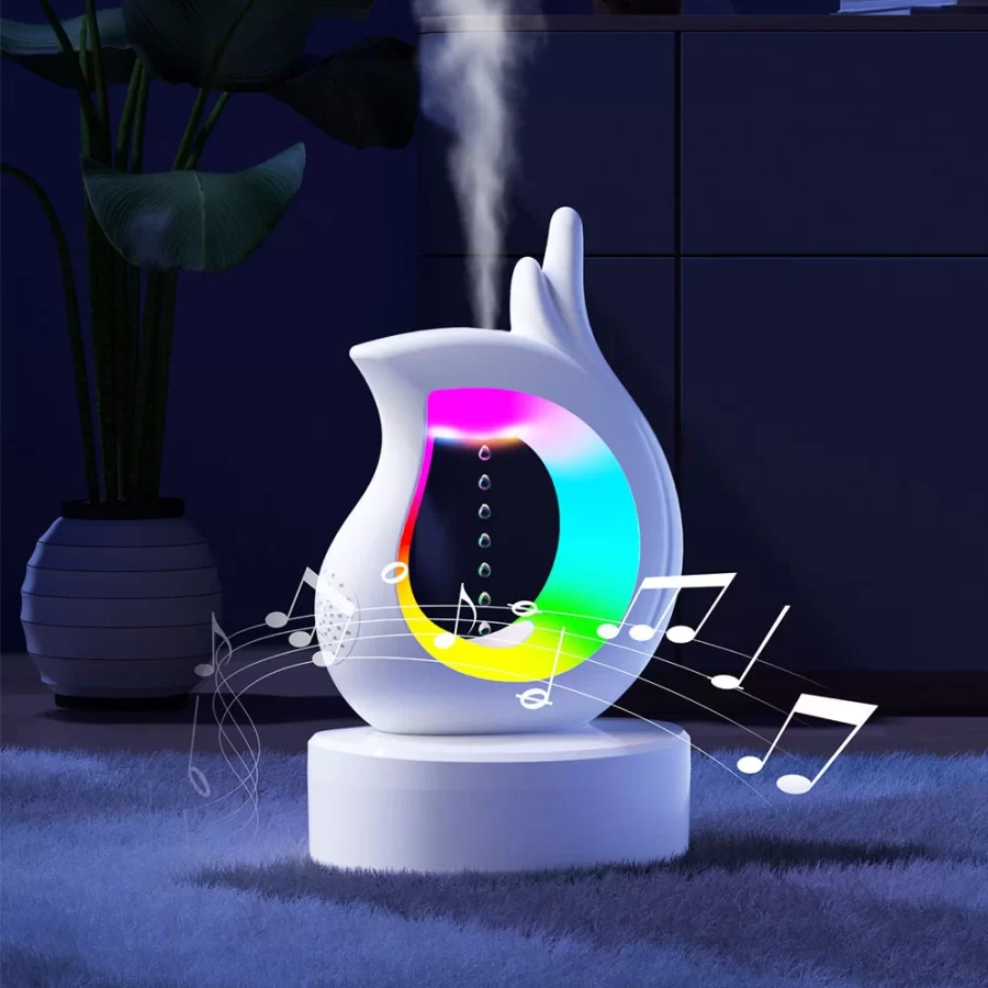 Ultrasonic Water Drop Anti-gravity Humidifier USB Orchid Finger air Humidifier with 7 colorful night light Bluetooth Speaker_6