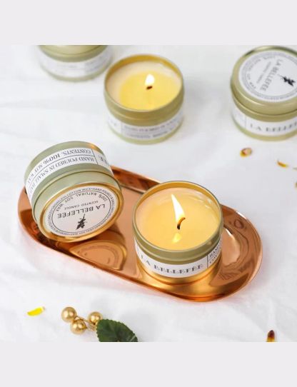 Smokeless Scented Aromatic Candles Portable Travel Tin Natural Soy Wax Candles Home Wedding Decorative Candle Guest Gifts Box