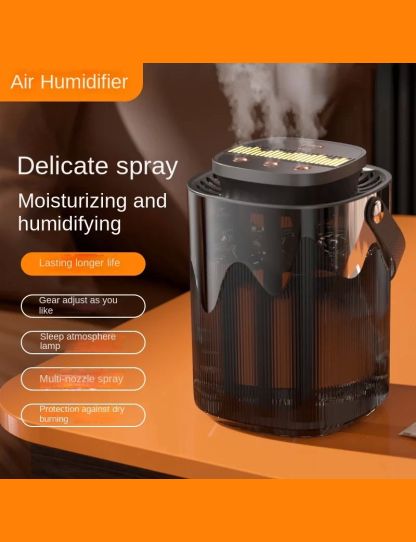 Portable Creative Humidifier Household 3L Large Capacity Three Nozzle Fog Volume Mute Office Bedroom Humidifier with Lights