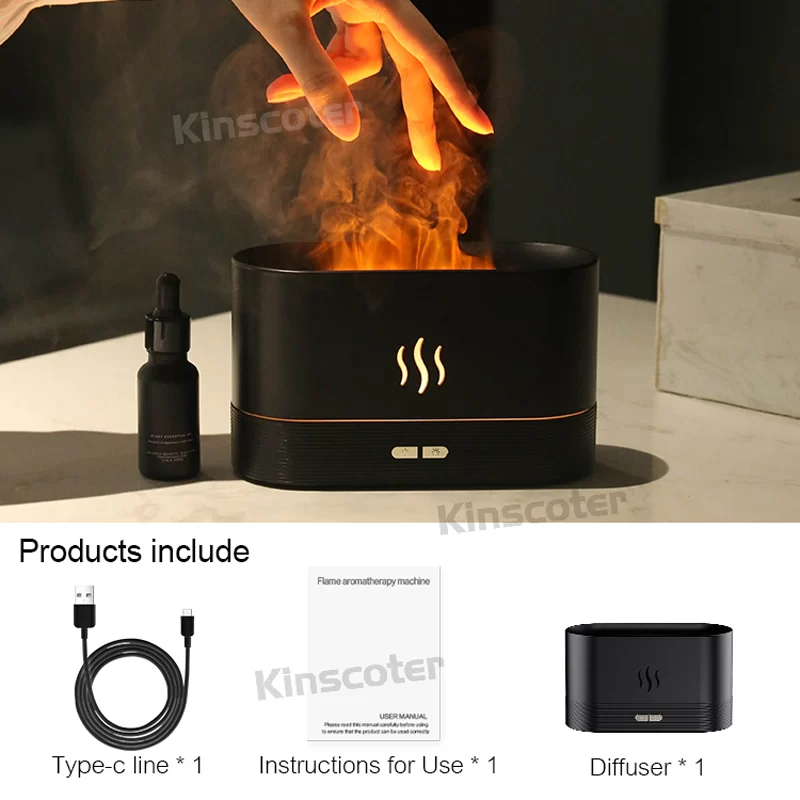 RGB Flame Aroma Diffuser Humidifier USB Desktop Simulation Light Aromatherapy Purifier Air for Bedroom With 7 Colors_8