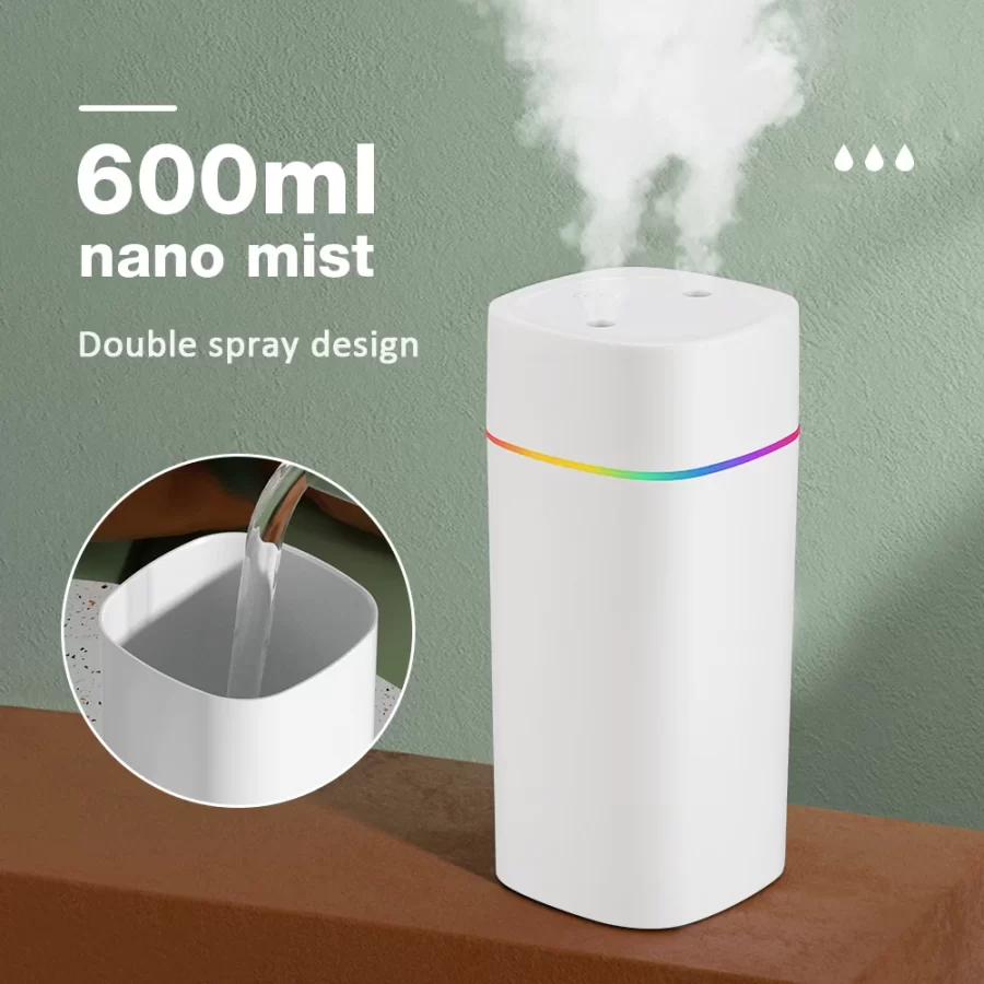 Air Humidifier Double Spray Port Essential Oil Aromatherapy Humidifier Mute Atomizer Colorful Lights For Home Office Car_1