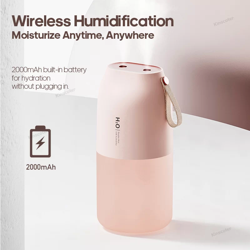 Cordless Rechargeable Air Humidifier 2000mAh Wireless Cool Mist Diffuser Car Home Ultrasonic Humidifier with Warm Nightlight_4