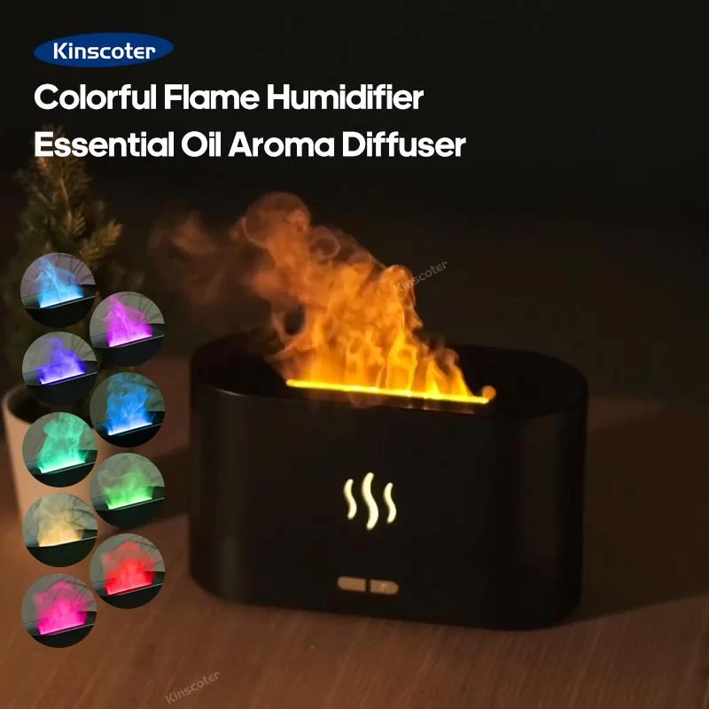 RGB Flame Aroma Diffuser Humidifier USB Desktop Simulation Light Aromatherapy Purifier Air for Bedroom With 7 Colors_1