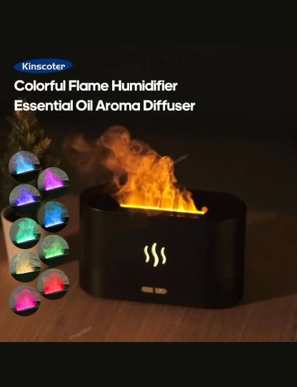 RGB Flame Aroma Diffuser Humidifier USB Desktop Simulation Light Aromatherapy Purifier Air for Bedroom With 7 Colors