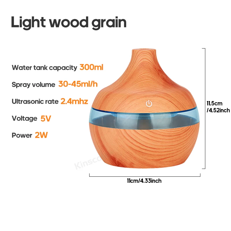 Wood Grain Humidifier 300ml USB Aroma Diffuser Atomizer USB Household Humidifier Hydrating Instrument Desktop Humidifier_8