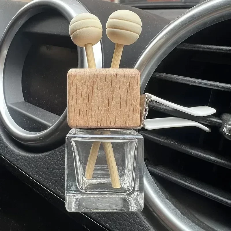 Car Fragrance Empty Glass Bottle Clip Cute Car Air Freshener Bottle Perfume Clip Air Vent Outlet Aromatherapy Auto Accessories_2