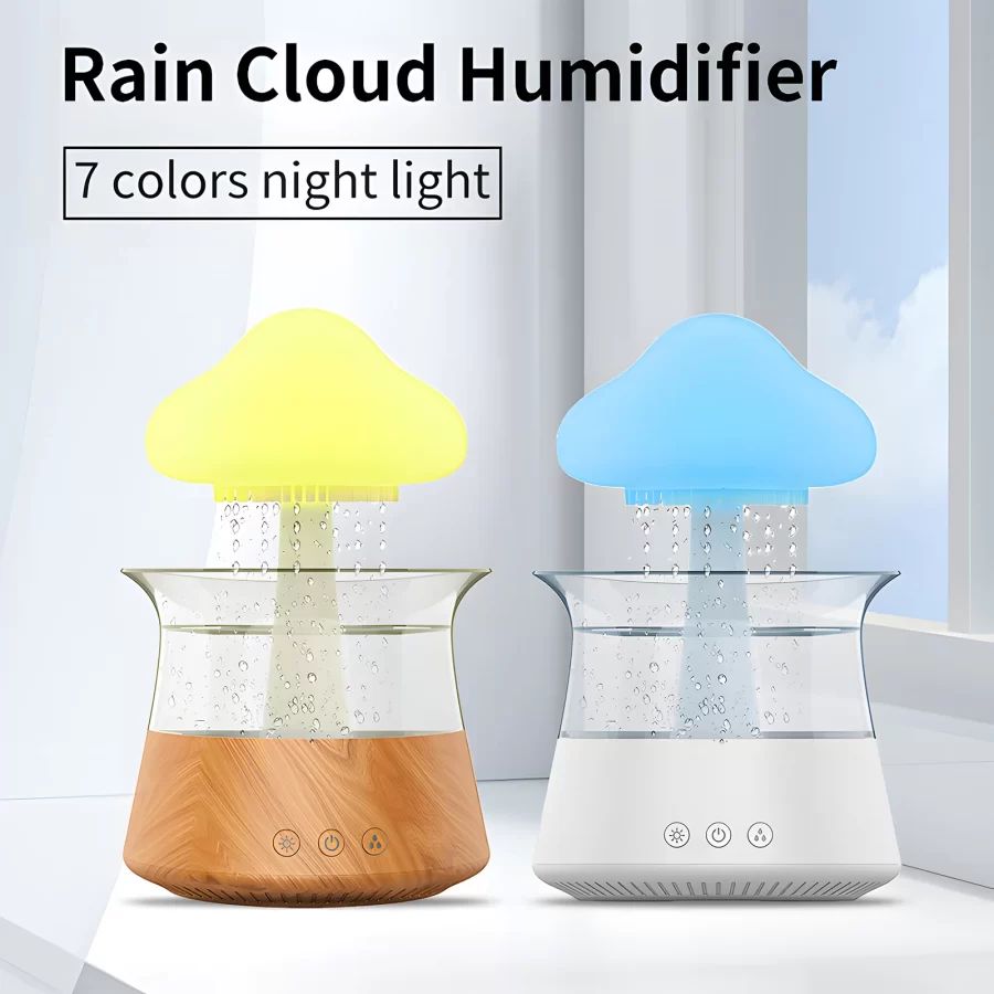 300ml Ultrasonic Humidifier Rain Cloud Humidifier Water Drip 5H Timer Aromatherapy Essential Oils Diffuser with LED Night Light_1