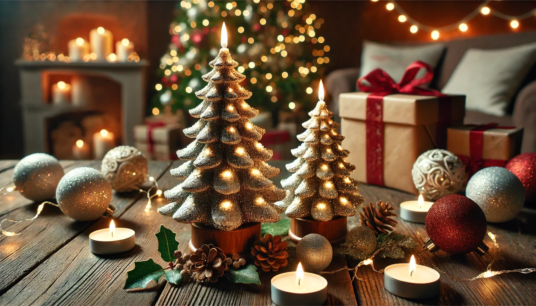 Shiny Christmas Tree Shaped Candles: Add Sparkle to Your Holiday Décor